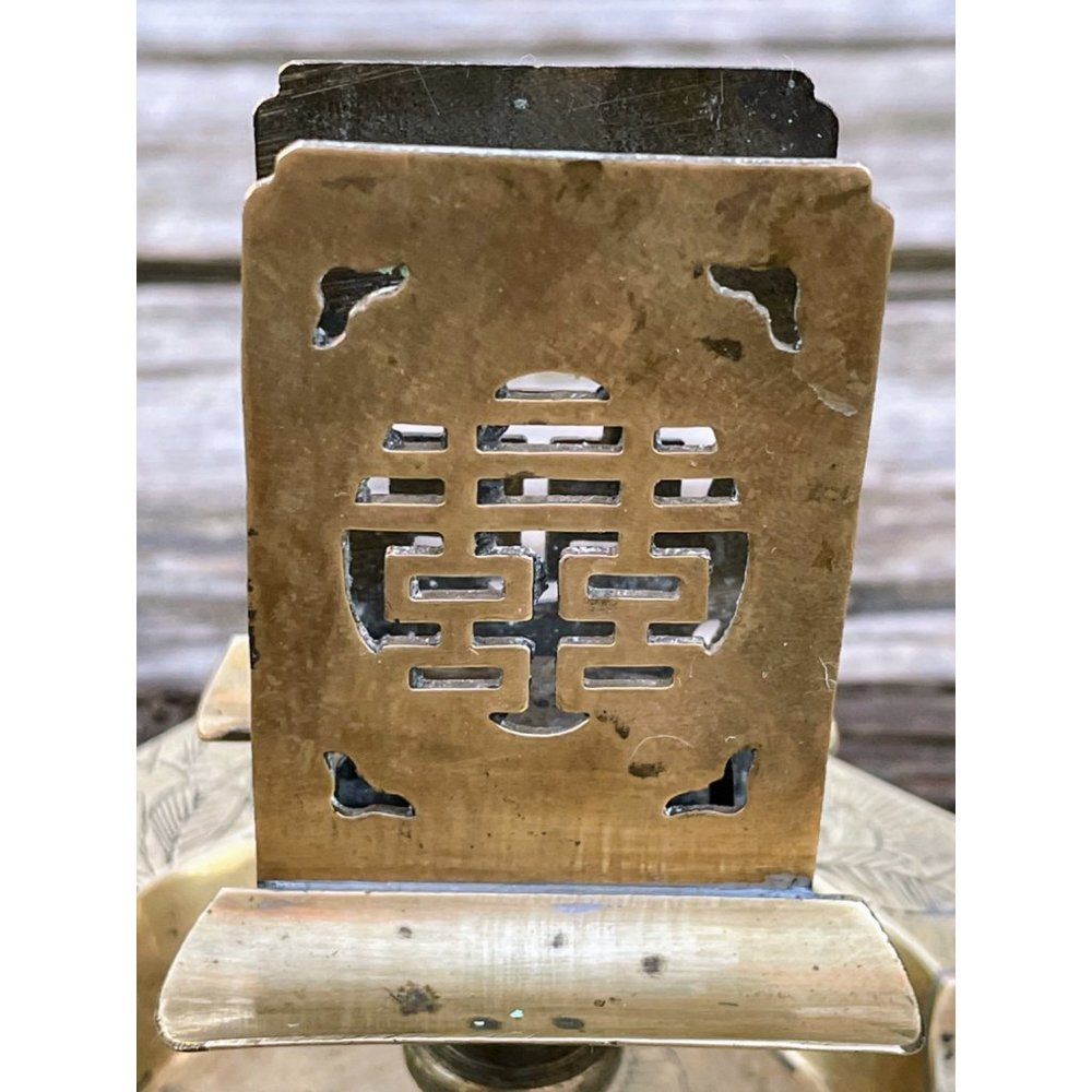 Vintage 1930s Chinese Export Brass Ashtray with Matchbox Holder - Picture 4 of 15